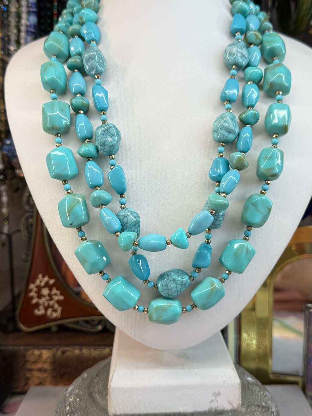 Sugarfix Turquoise Multi-Strand Beaded Necklace - Elegant Blue Statement Jewelry